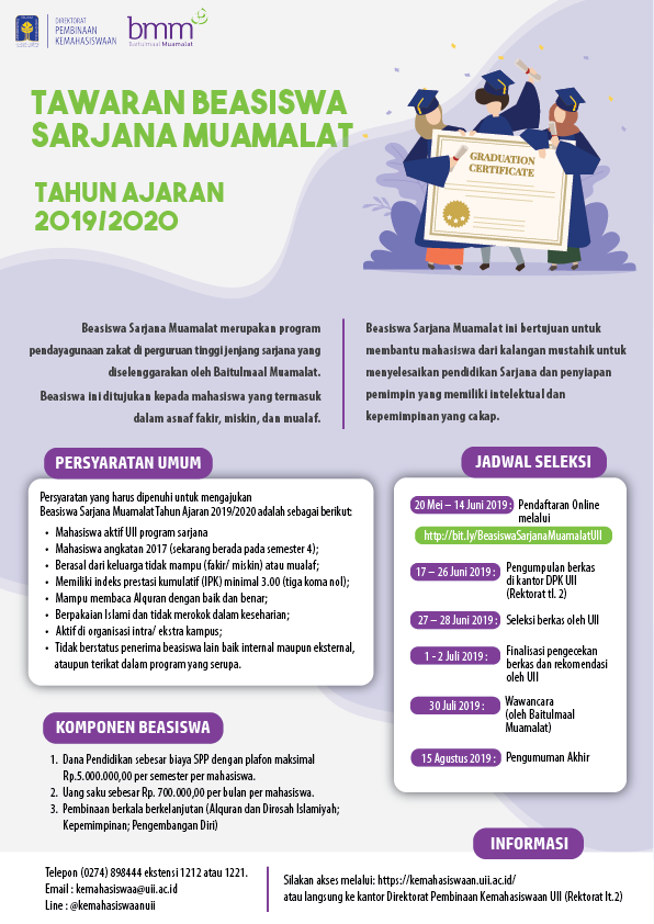 Tawaran Beasiswa Sarjana Muamalat Tahun Ajaran 2019/2020