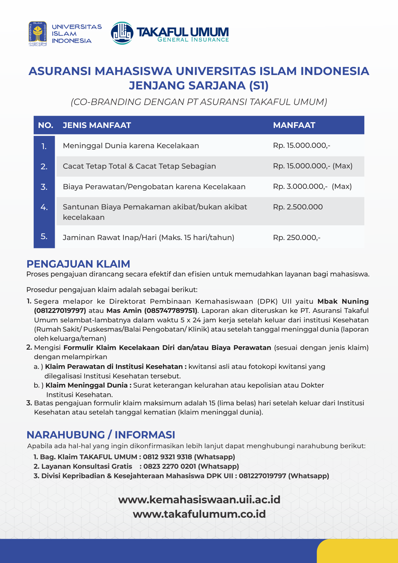 Informasi Perubahan Tata Kelola Asuransi Mahasiswa Uii Jenjang Sarjana S1 Direktorat Pembinaan Kemahasiswaan Uii